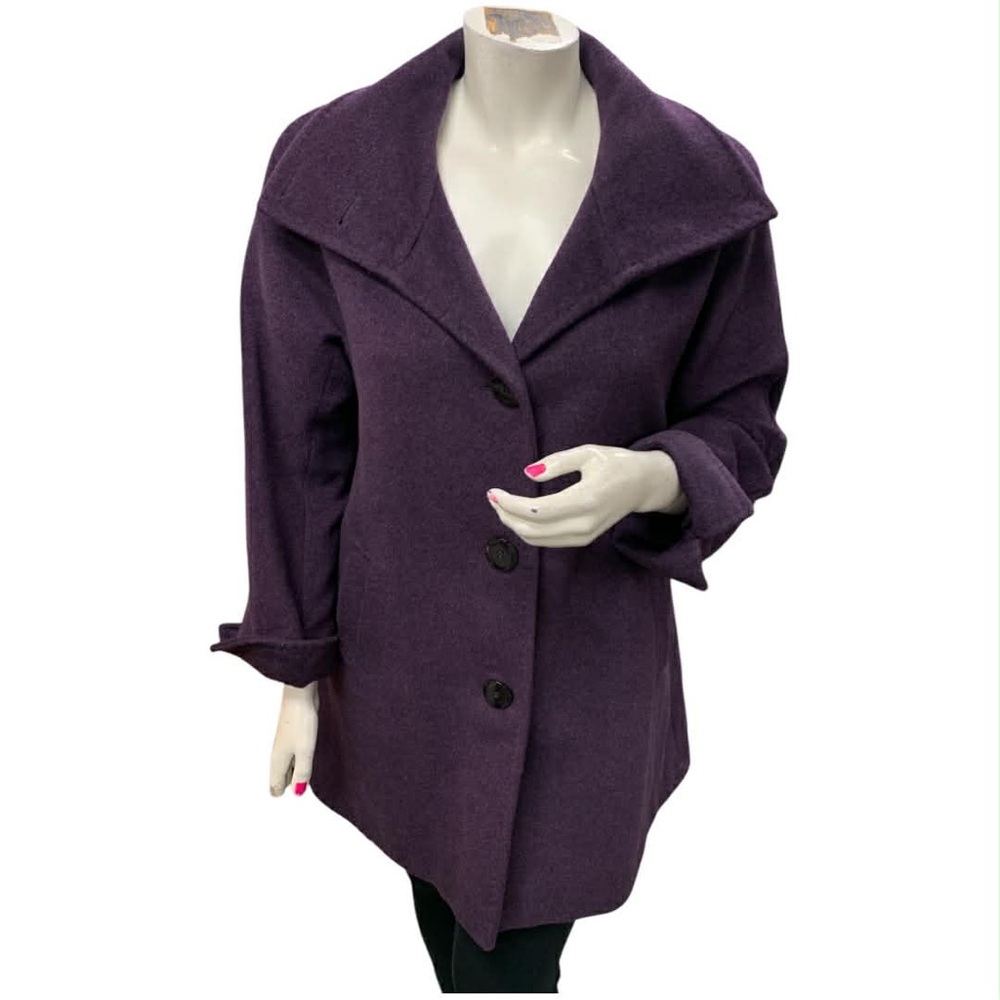 Ellen Tracy Deep Purple Pea Coat Size XL
